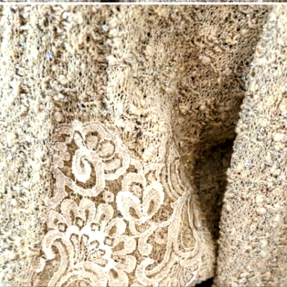 ST JOHN COUTURE 8 BOUCLE CROCHET AURORA BOREALIS LACE CREAM WOOL SILK SKIRT SUIT - Picture 5 of 16